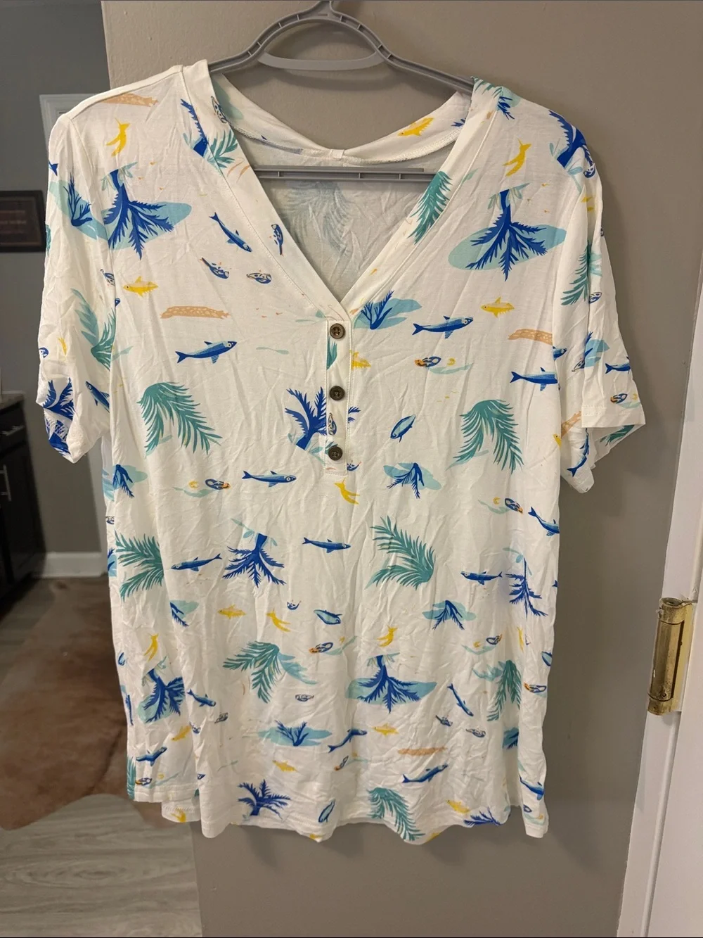 NWT beach theme resort wear vacation super soft pajama set,L